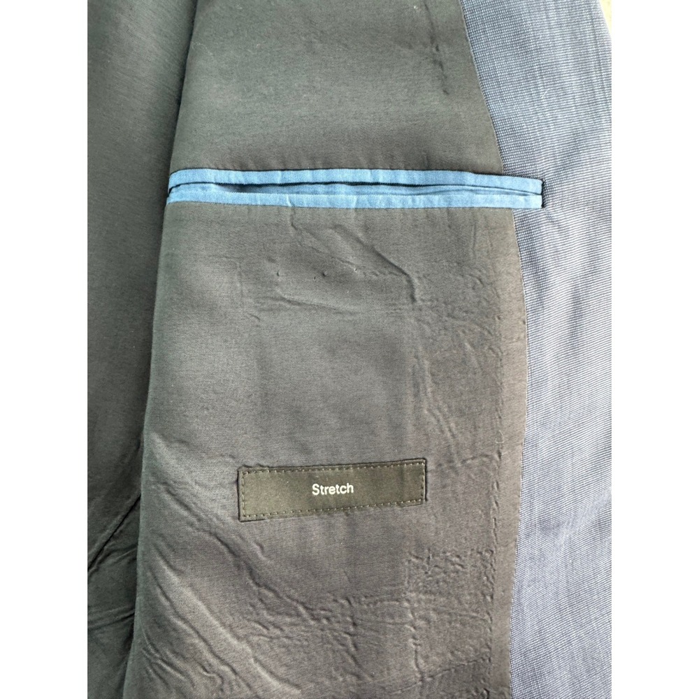 HUGO BOSS Mens Blue Wool Blend Sport Coat Blazer Jacket Size 44R Two Button - Picture 6 of 16